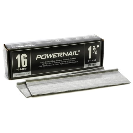 POWERNAIL Collated Flooring Nail, 1-3/4 in L, 16 ga, L-Head Head, 1000 PK L17516